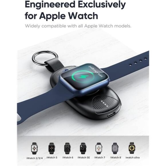 Portable Charger for Apple Watch, 1000mAh, Magnetic Keychain Apple Watch Charger - Picture 3 of 7